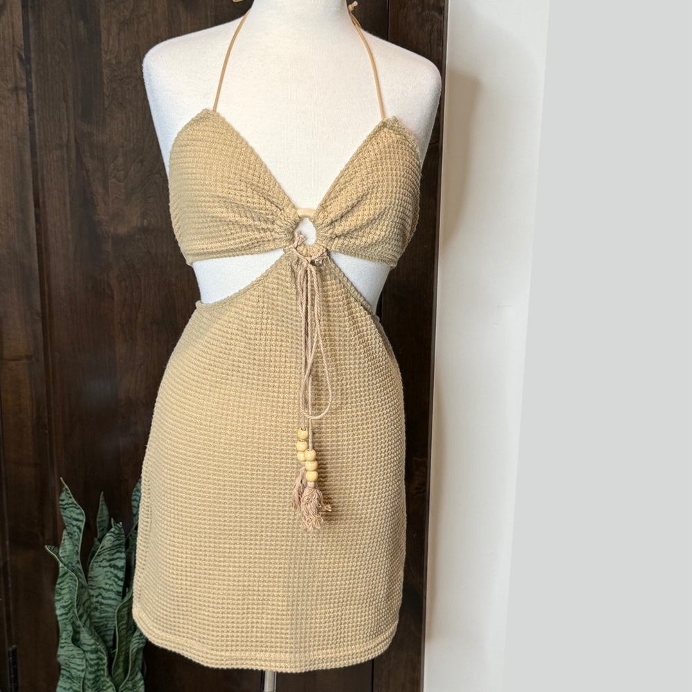 NWT SHEIN dress Women’s Size L cut out beaded ties vacation summer